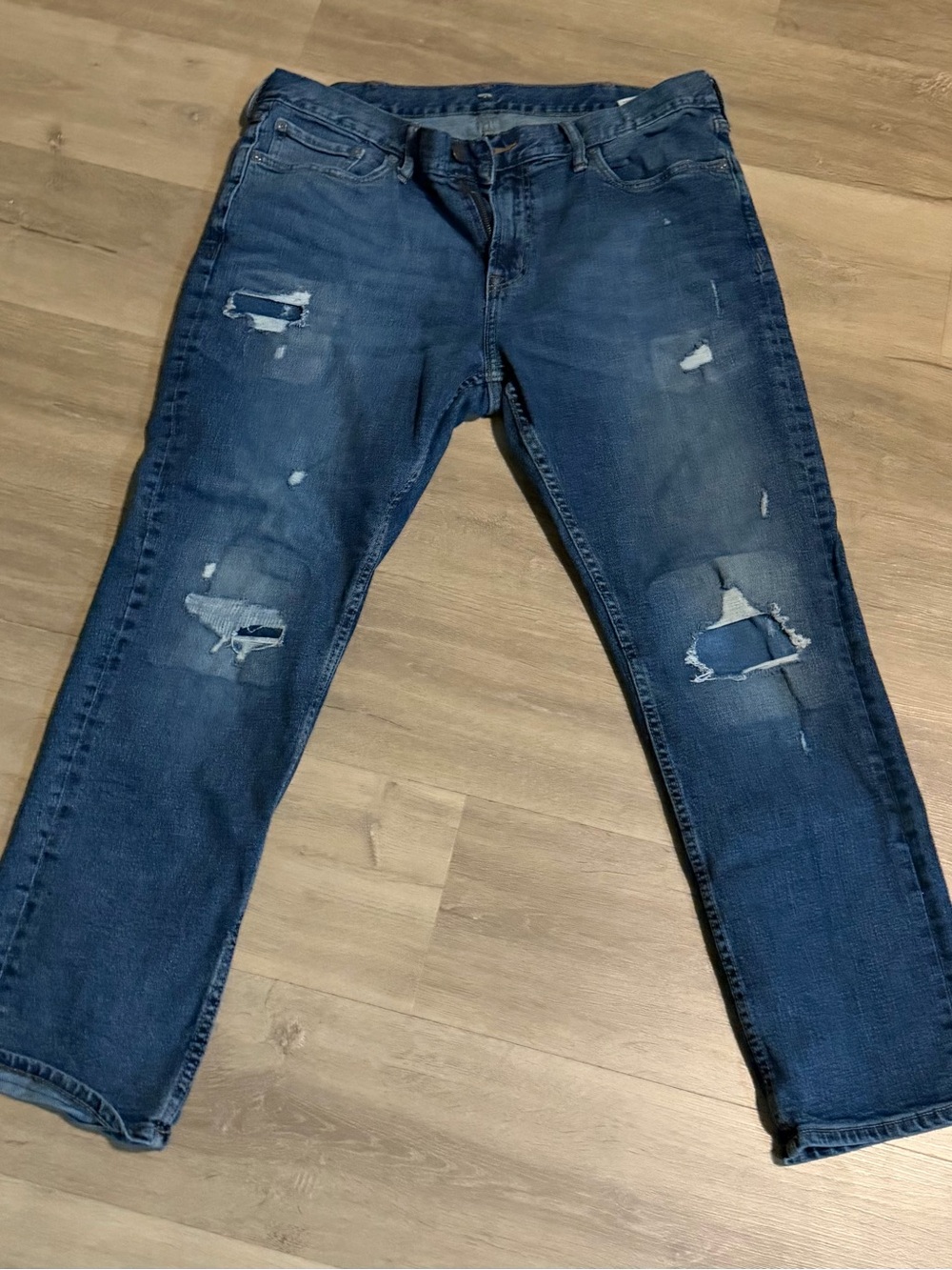 Men's Distressed Blue Jeans - Classic Rinse